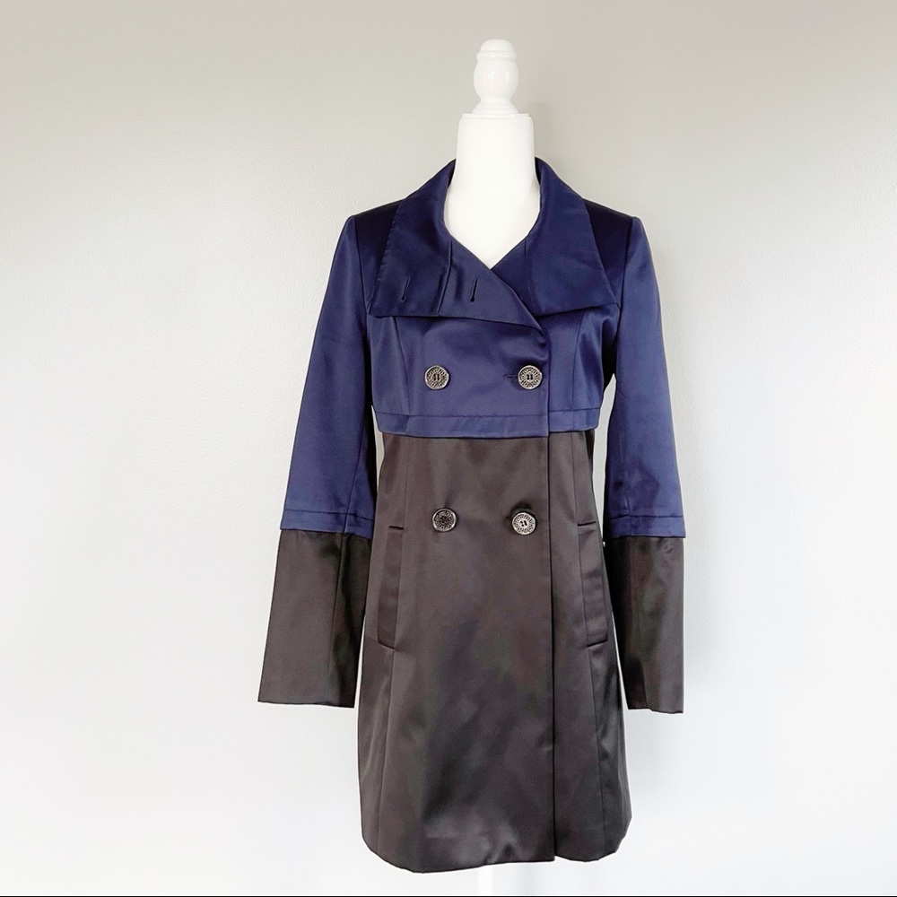TAHARI Anya Colorblock Satin Coat